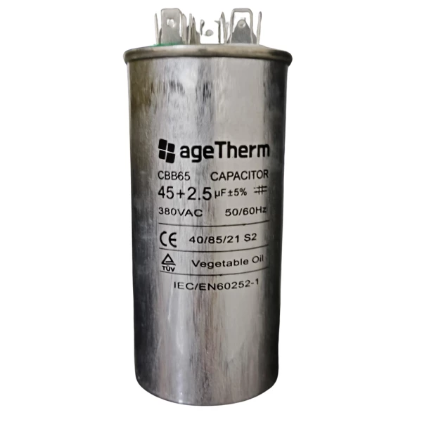 Capacitor de Partida Duplo 45 + 2,5μF 380V – Alta Eficiência para Motores Elétricos