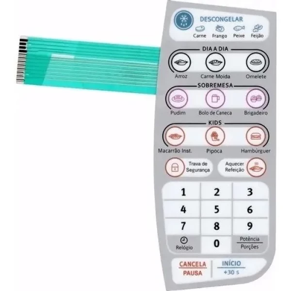 Painel DEC Compatível para Micro-ondas Electrolux MTD30 – Teclado Membrana Adesiva de Reposição
