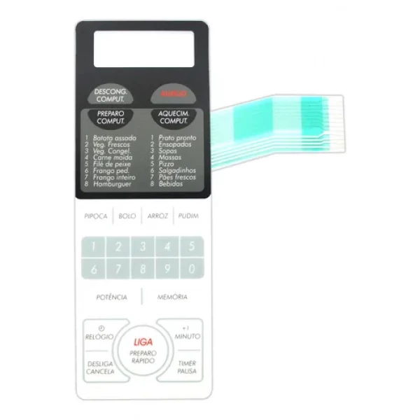 Membrana Teclado Micro-ondas Sharp RB4A56 / RB5A66 Branca com Relevo