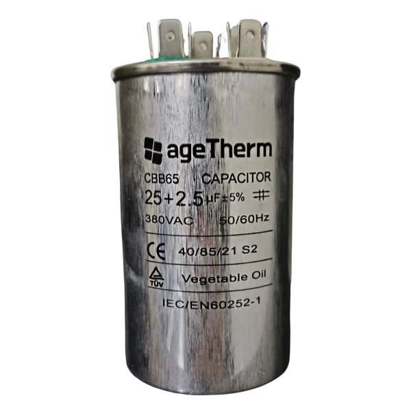 Capacitor Partida Duplo 25 + 2,5µF 380V para Motores e Sistemas de Refrigeração