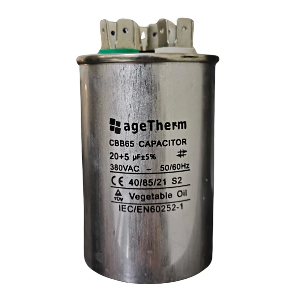 Capacitor Partida Duplo 20 + 5µF 380V para Motores, Compressores e Refrigeração