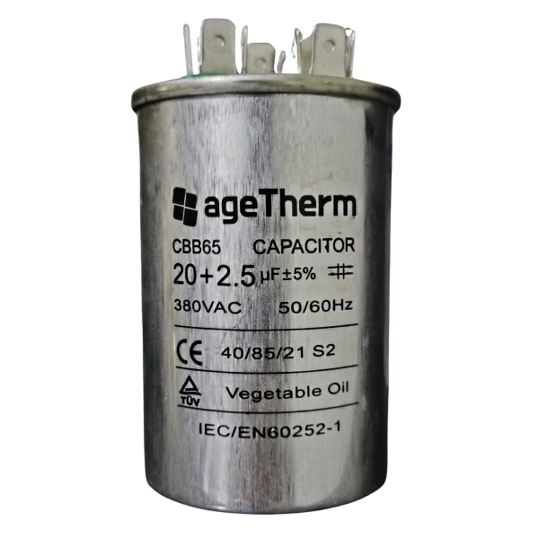Capacitor Partida Duplo 20 + 2,5µF 380V para Motores Elétricos e Condensadoras