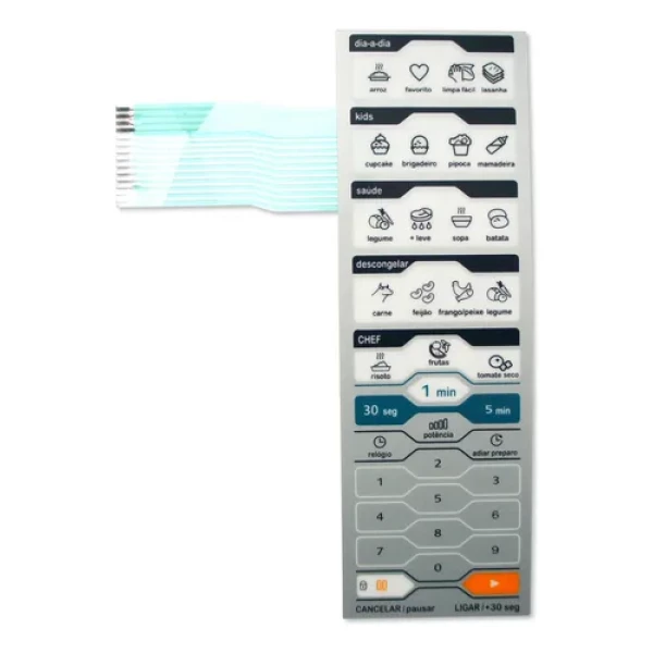 Membrana Teclado Micro-ondas Midea MTAS41 / MTAS42 Liva – Compatível