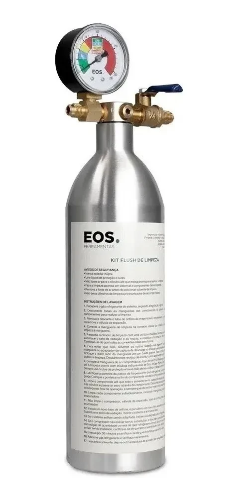 Kit Flush EOS com Garrafa Injetora para Limpeza de Ar-Condicionado com Fluido 141B