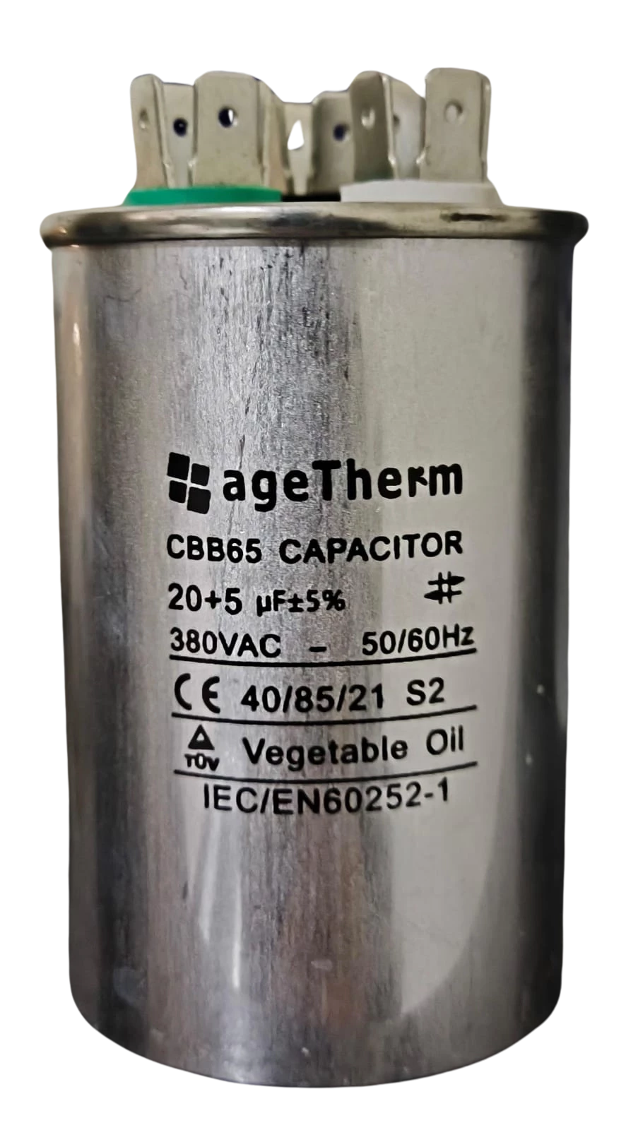 Capacitor Partida Duplo 20 + 5µF 380V para Motores, Compressores e Refrigeração